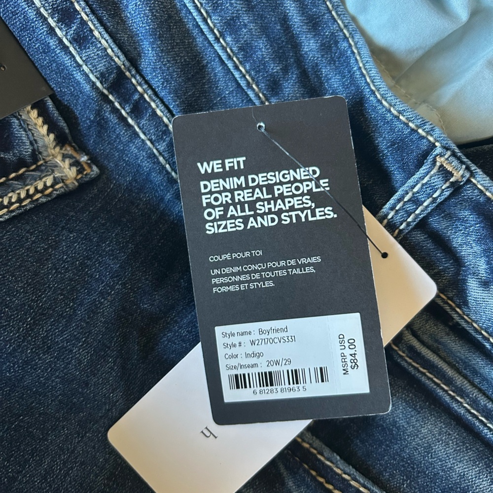 Silver Jeans Boyfriend Mid Rise Slim Leg Size 20 W Length 29.5 Luxe Stretch NEW - Picture 3 of 16
